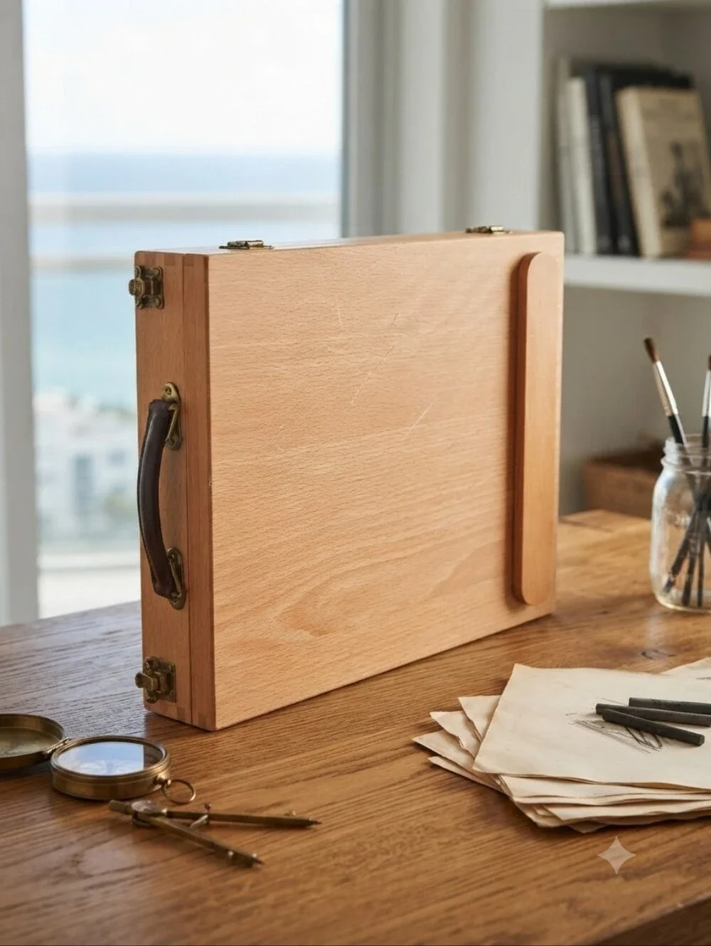 Wooden Artist Field Sketch Box Easel - Compact Storage Case